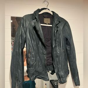 Muuba Distressed Leather Jacket Size 4 US Color Dark Turquoise